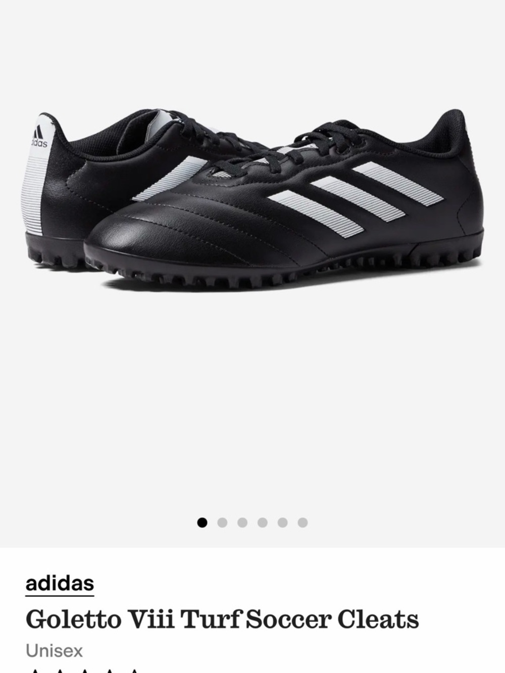 adidas Unisex Goletto Turf Soccer Shoes - Black & White